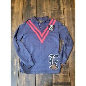 Ralph Lauren Athletic Outfitters Rugby Polo Shirt Mens (S) Blue Vintage Slim Fit